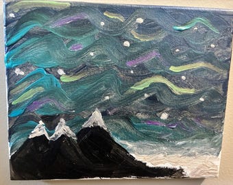 Mountains on a Textured Sky on 8x10 Stretched Canvas