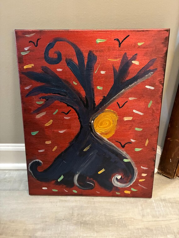 Abstract Tree Painting 16x20 Stretched Canvas Wall Art