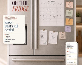 Family Planner App for Kids' Parties and School Events | Gifts, RSVPs, What to Bring | What's Handled, What's Still Needed