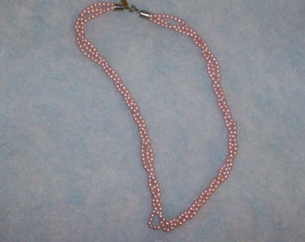 Pink Parklane Twisted Pearl Necklace