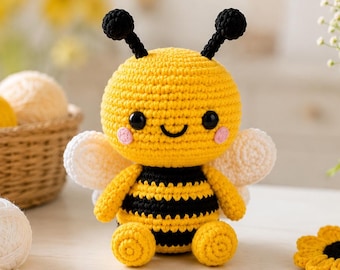 Patrón PDF de amigurumi de abeja a crochet, instrucciones fáciles para tejer animales a crochet (descarga digital)