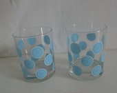 Vintage Rare Fiesta Blue White Circle Dot Glassware, Fiesta, Fiesta Glassware, Fiesta Periwinkle Blue Circle Dot Glasses, Polka Dot Glasses