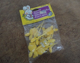 Vintage Unused Amscan Yellow Easter Bunny Picks, Amscan Yellow Bunny Picks, Easter Picks, Easter, Amscan, Yellow Bunny Picks, Bunny Picks