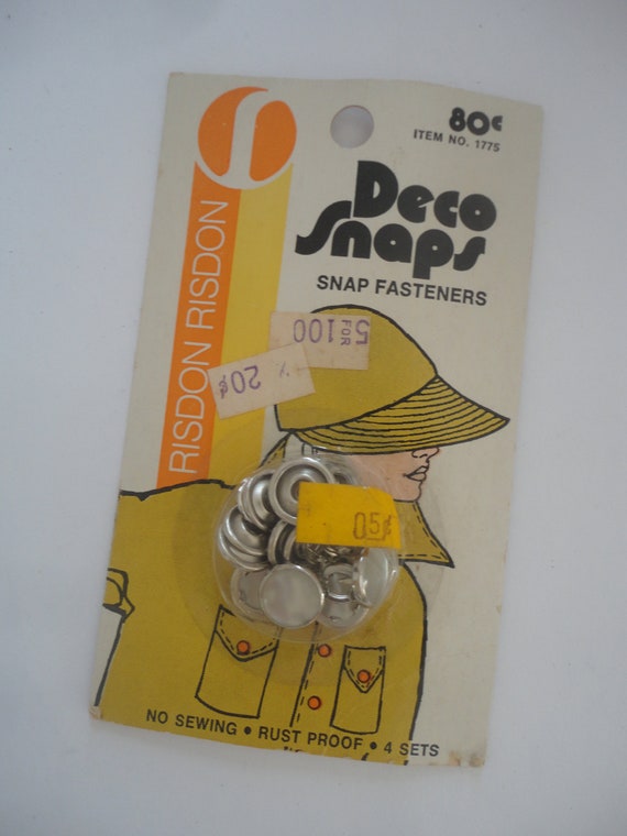 Vintage Unused Deco Snaps Snap Fasteners Made in USA, No Sewing