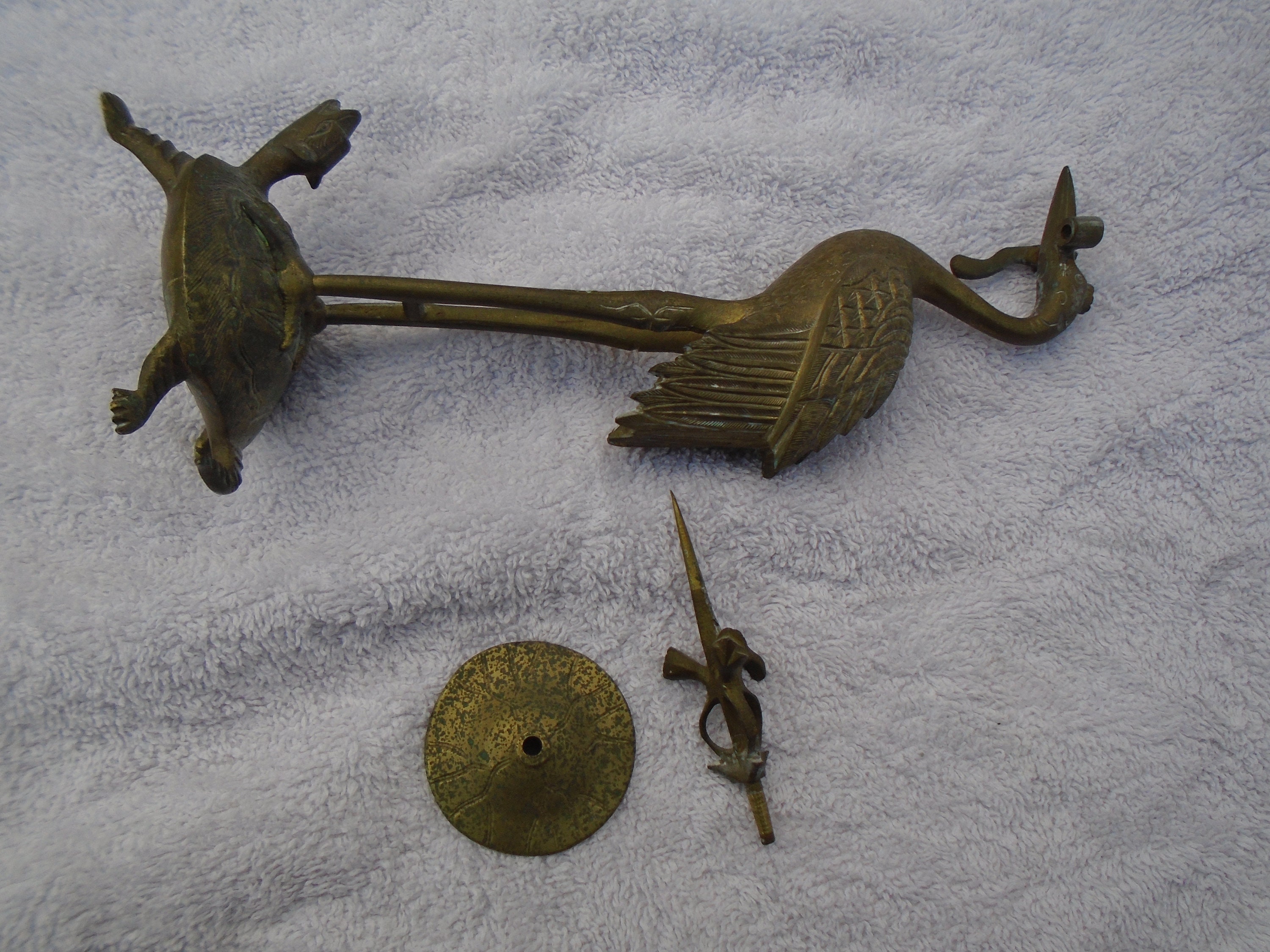 Vintage Fritz Brass Crane of Turtle Candleholder From Vintage Fritz Brass Crane of Turtle Candleholder From