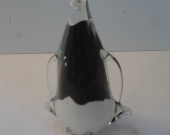 Vintage Black White Murano Glass Penguin, Glass Penguin, Murano, Murano Penguin, Black White Penguin, Collectible Glass, Shelf Art Glass