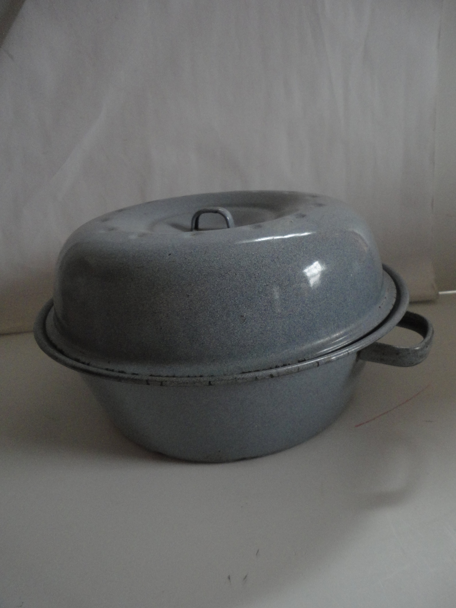 Vintage Gray Enamelware Covered Pot Gray Graniteware Covered Etsy