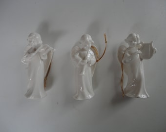 Vintage Unused Kashu Porcelain Christmas Musical Angel Ornaments Made in Japan, Christmas Angels, Angels, Angel Ornaments, Musical Angels