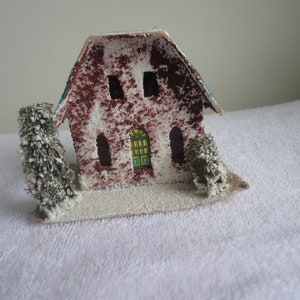 Vintage Red White Glitter Putz Christmas House Made Japan, Putz House, Putz, Putz House Christmas Ornament, Putz Village Decor, Christmas