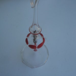 Vintage Hand Blown Clear Glass Christmas Bell with Clapper, Bell, Glass Bell, Glass Bell Ornament, Christmas Tree, Elegant Red Glass Bell