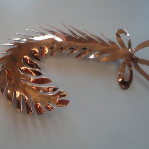 Vintage Silver Copper Feather Pin with Bow, Feather Pin, Feather Brooch, Electroformed Feather Pin, Stuart Nye Feather Brooch, Feather, Pin