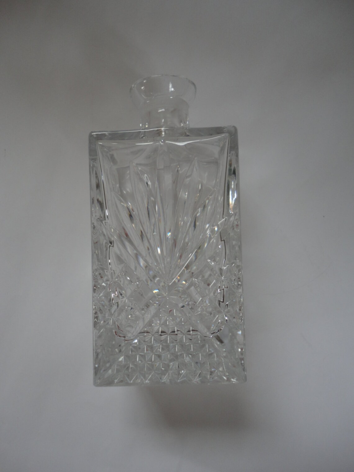 Vintage Block Glass Decanter 24 Full Lead Crystal Handcut Etsy