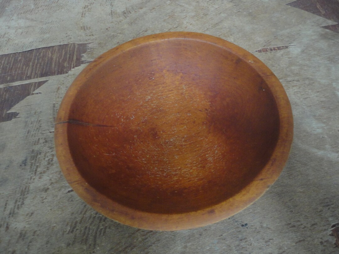 Vintage Small Round Wood Bowl, Primitive Round Wood Bowl, Round Wood