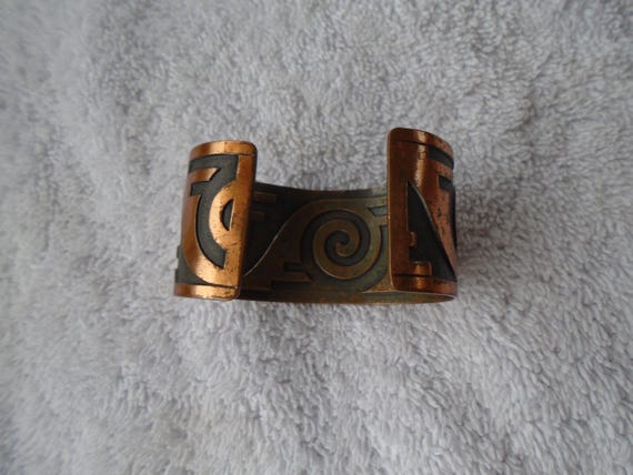 Vintage Solid Copper Black Tone Cuff Bracelet, Cu… - image 7