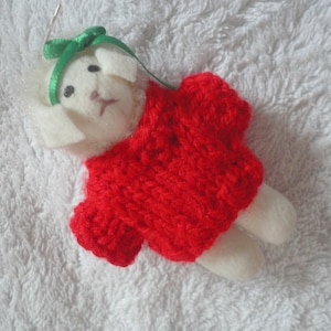 Vintage Cute Small White Sheep Christmas Ornament, Handsewn White Lamb Ornament, Christmas Lamb, Christmas Sheep, Dressed Lamb Ornament