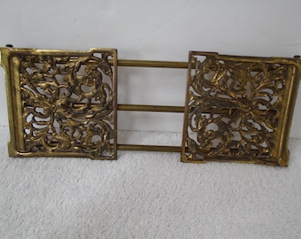 Vintage Antique Expandable Brass Floral Book Holder, Brass Book Holder, Brass Expanding Book Rack, Vintage Kitchen Decor, Brass Book Holder