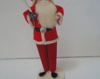 Vintage Felt Chenille Santa Figurine Made in Japan, Santa, Standing Santa, Santa Holding Candle, Vintage Santa, Christmas Decor, Holiday