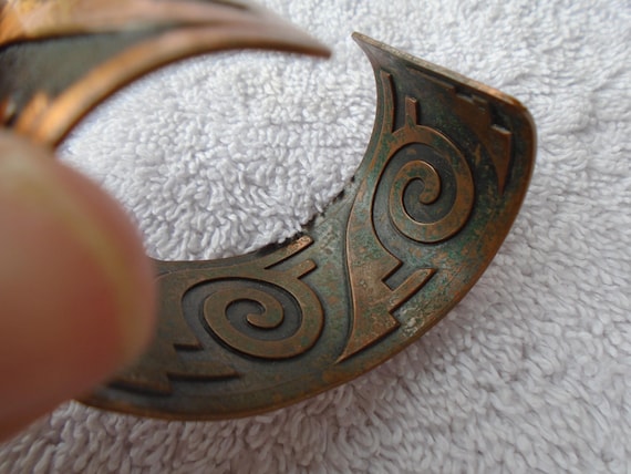 Vintage Solid Copper Black Tone Cuff Bracelet, Cu… - image 6