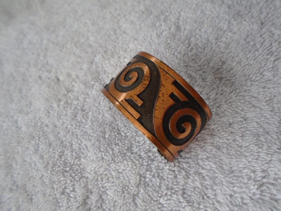 Vintage Solid Copper Black Tone Cuff Bracelet, Cu… - image 1