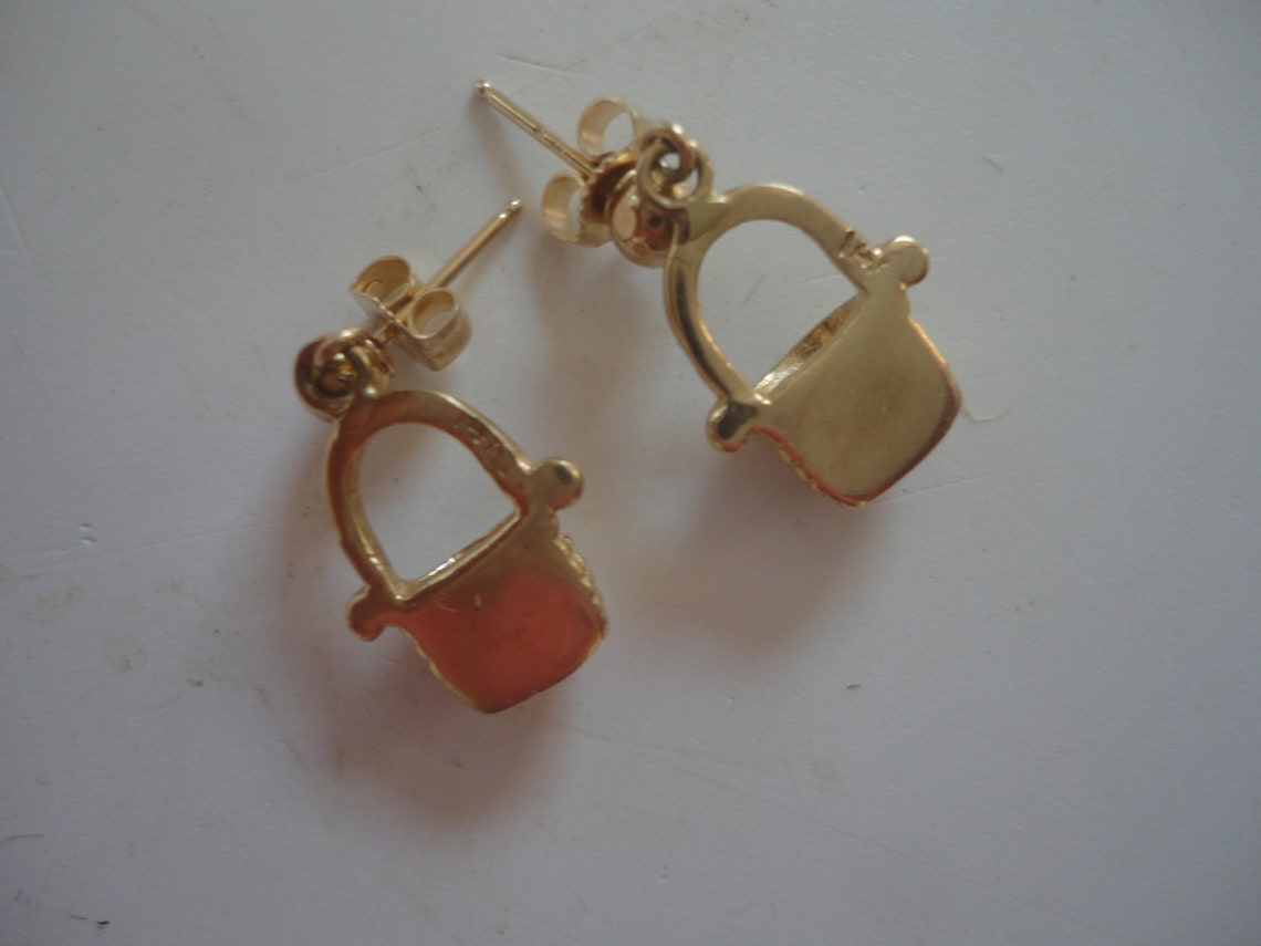 Vintage Pair of 14K Gold Nantucket Basket Dangle Earrings Etsy Denmark