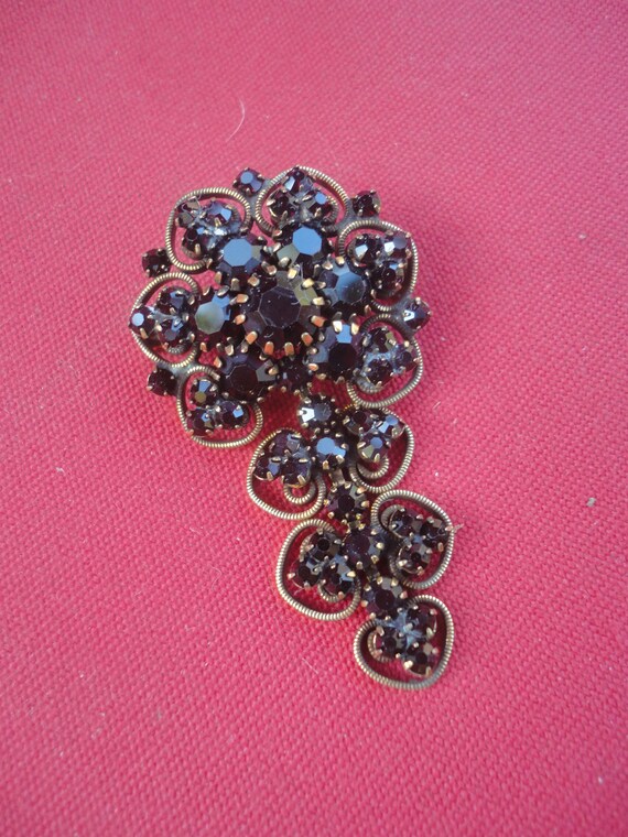 Vintage Stunning Hobe Garnet Rhinestone Cascading