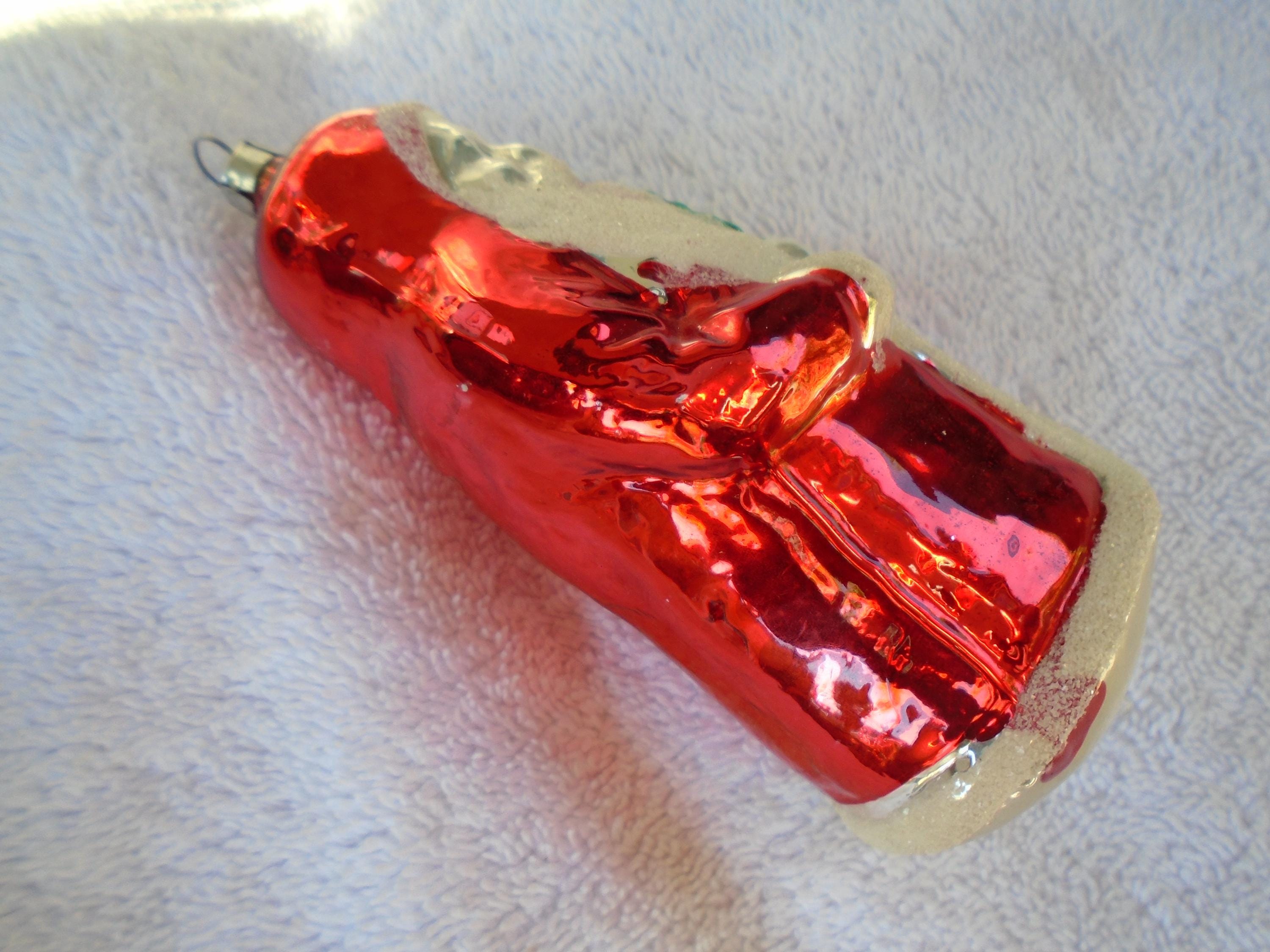 Vintage Large Red White Mercury Glass Hand Painted Santa Christmas ...