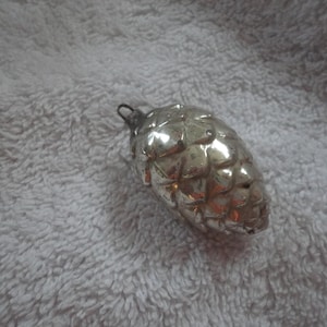 Vintage Small Mercury Glass Figural Pinecone Christmas Ornament Made in Japan, Pinecone Ornament, Feather Tree Ornament, Figural Ornament