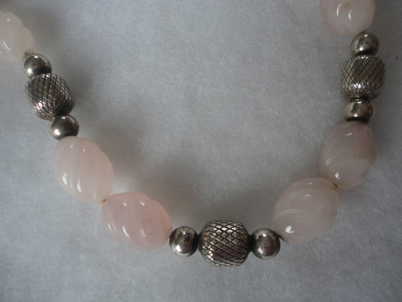 Vintage Pink Quartz Choker Necklace, Vintage Rose… - image 1
