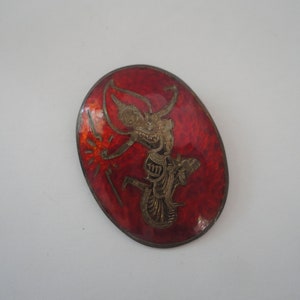 Vintage Siam Sterling Red Enamel Brooch, Siam Sterling Brooch, Mekhala Sterling Brooch, Siam Thialand Sterling Brooch, Sterling Siam, Siam
