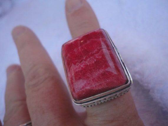 Vintage Chunky Pink Botswana Agate Sterling Silve… - image 7