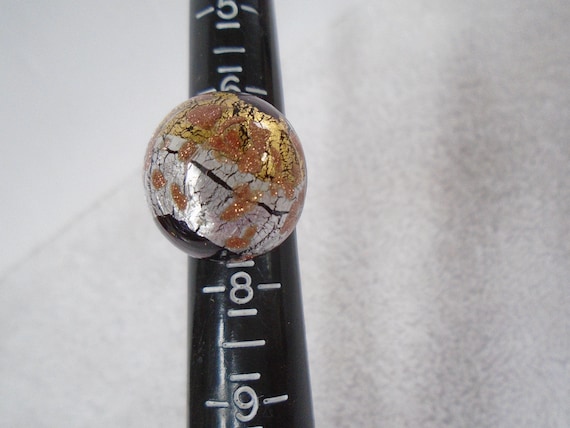 Vintage Murano Glass Silver Bank Dome Ring Made in Italy, Murano Glass, Murano Glass Ring, Silver Band Glass Ring,Sterling Murano Glass Ring