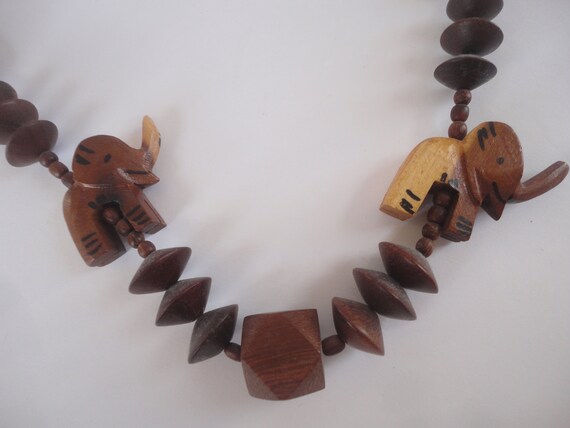 Vintage African Safari Wood Chunky Necklace, Larg… - image 2