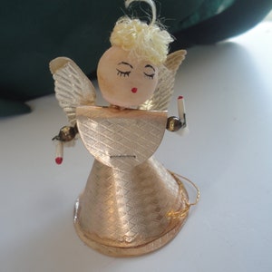 Vintage Chenille Spun Cotton Gold Foil Christmas Angel Ornament Made in Japan, Gold Foil Angel Ornament, Angel Ornament, Angel, Gold Angel