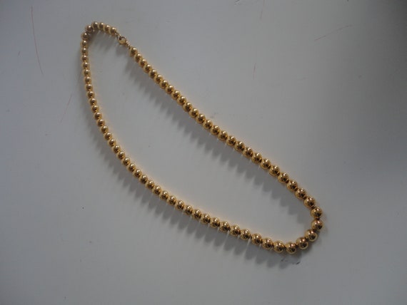 Vintage Faux Gold Bead Necklace by Monet, Gold Be… - image 1