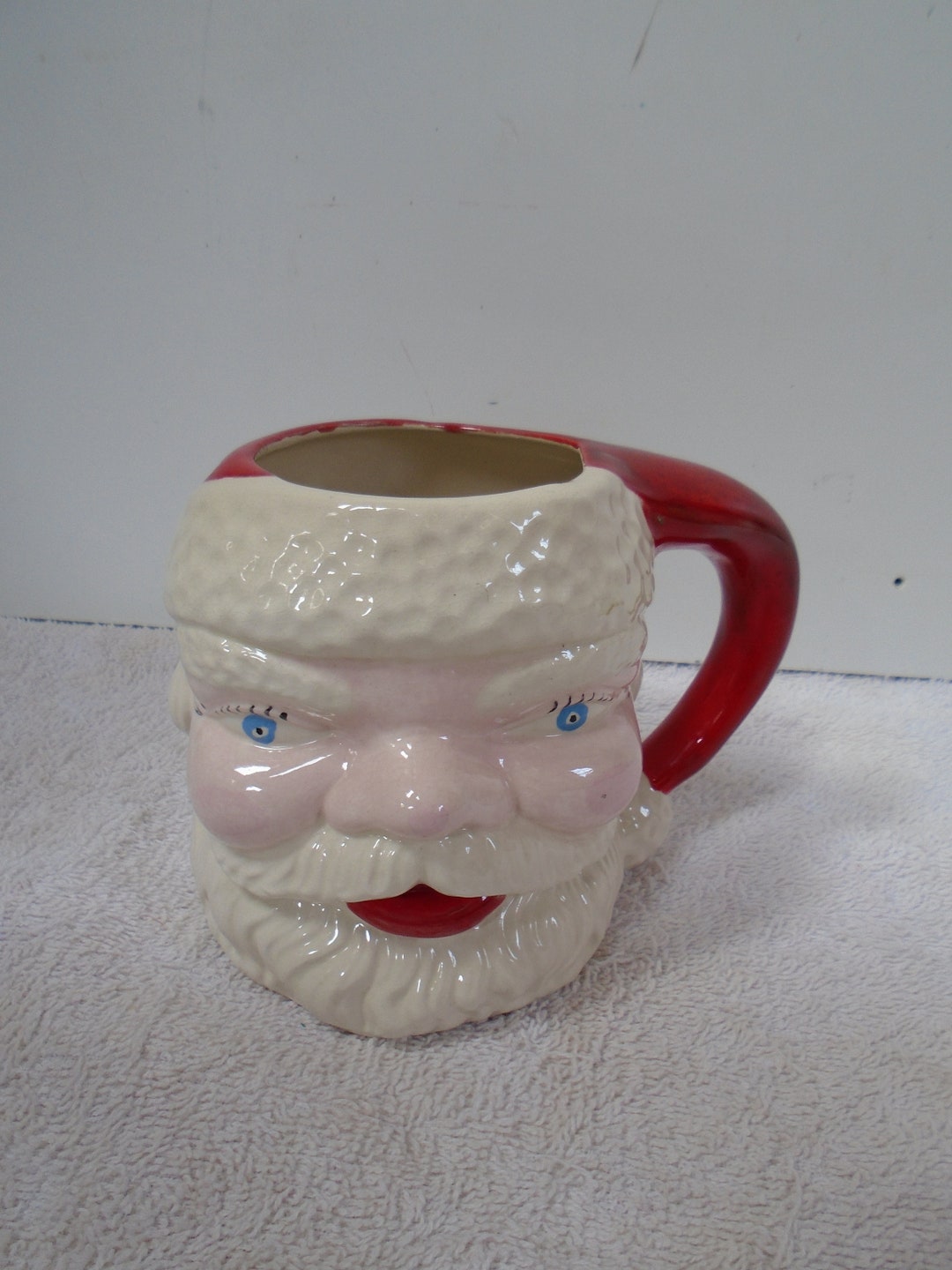 Vintage Ceramic Hand Painted Santa Claus Mug With Handle Holland Mold