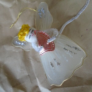 Vintage Tulle Net Wing Spun Cotton White Angel, Tulle Angel, Small Net Wing Angel, Christmas Angel, Angel, Delta Novelty Angel Ornament,Xmas