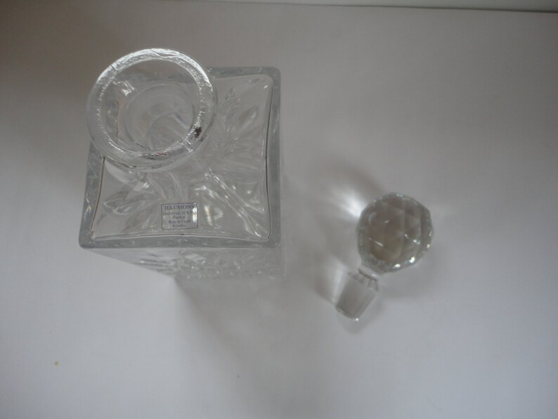 Vintage Block Glass Decanter 24 Full Lead Crystal Handcut Etsy