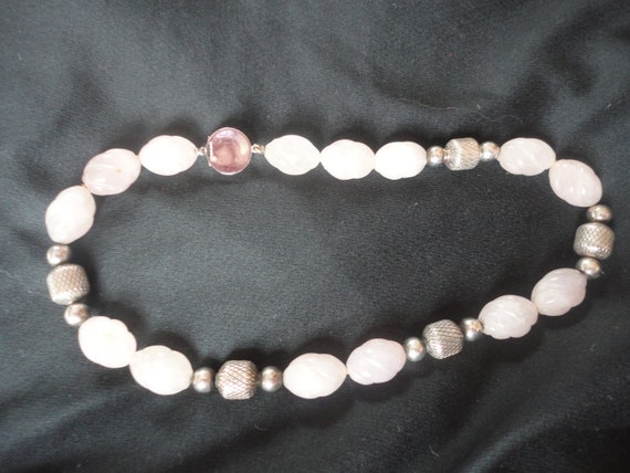 Vintage Pink Quartz Choker Necklace, Vintage Rose… - image 5