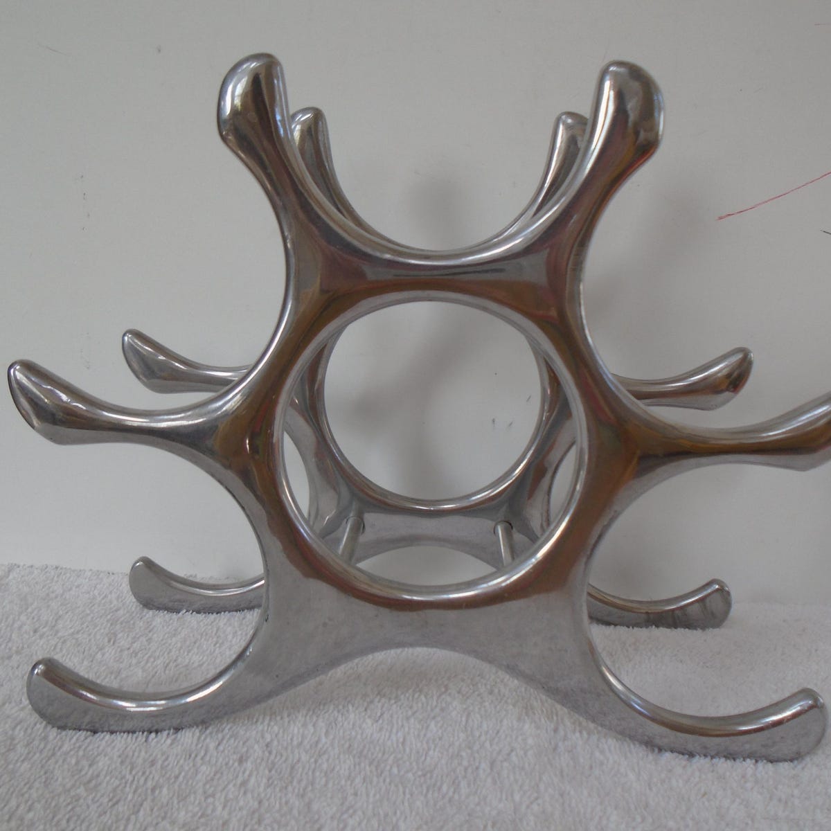 Vintage Small Chrome 6 Bottle Wine Rack by Michael Knoll Made in Germany, Michael Knoll, Wine Rack, Chrome Wine Rack, Aluminum Wine Rack