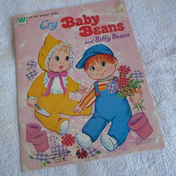 Vintage Unused Cry Baby Beans Paper Doll Clothes Made in USA, Uncut Biffy Bean Paper Doll, 1970 Beans Paper Doll, Pretend Paper Doll, Dolls