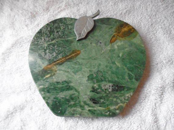 Vintage Granite Apple Shape Cutting Board Made in USA, Apple Cutting Board, Marble Apple Cheese Board, Marble Fruit Board, Stone Kitchen
