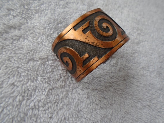 Vintage Solid Copper Black Tone Cuff Bracelet, Cu… - image 2