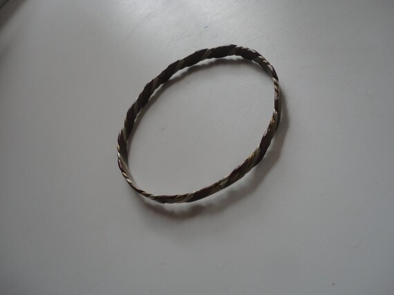 Vintage Handmade 3 Tone Braided Bangle Bracelet, … - image 3