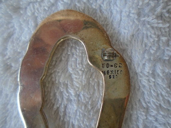 Vintage Solid Silver Large Fluted Taxco Brooch Ma… - image 5