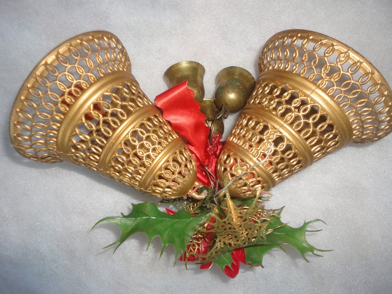 Vintage Large Plastic Lace Christmas Bells Trio of Brass - Etsy