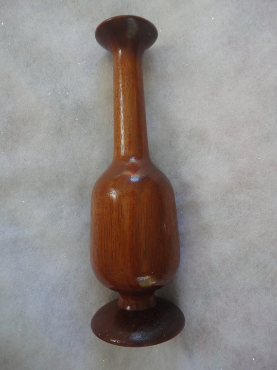 Vintage Small Wood Turned Vase Wood Vase Turned Hard Wood Etsy