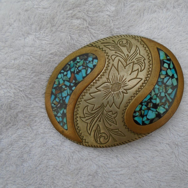 Turquoise Decor Oval Buckle Belt main image 1