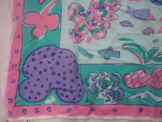 Vintage Cotton Barrier Reef Ken Done Scarf Made i… - image 3