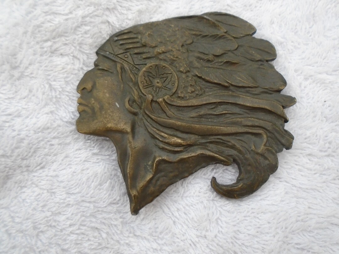 Vintage Solid Brass Indian Head Brass Belt Buckle Marked Etsy