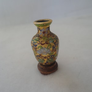 Vintage Miniature Enamel Chinese Cloisonne, Chinese Cloisonne, Cloisonne, Wood and Enamel Cloisonne, Miniature, Dollhouse Cloisonne, Elegant